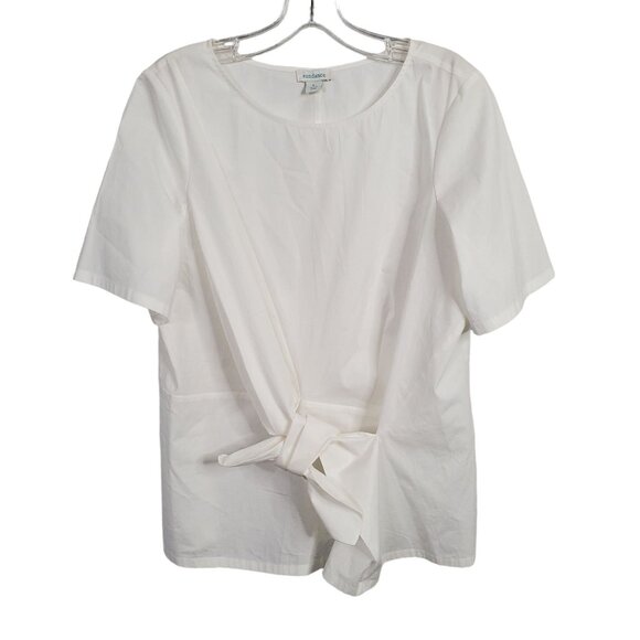 Sundance Size L Top Cotton Stretch Pullover Tie Front Pullover Blouse Summer - Picture 2 of 7